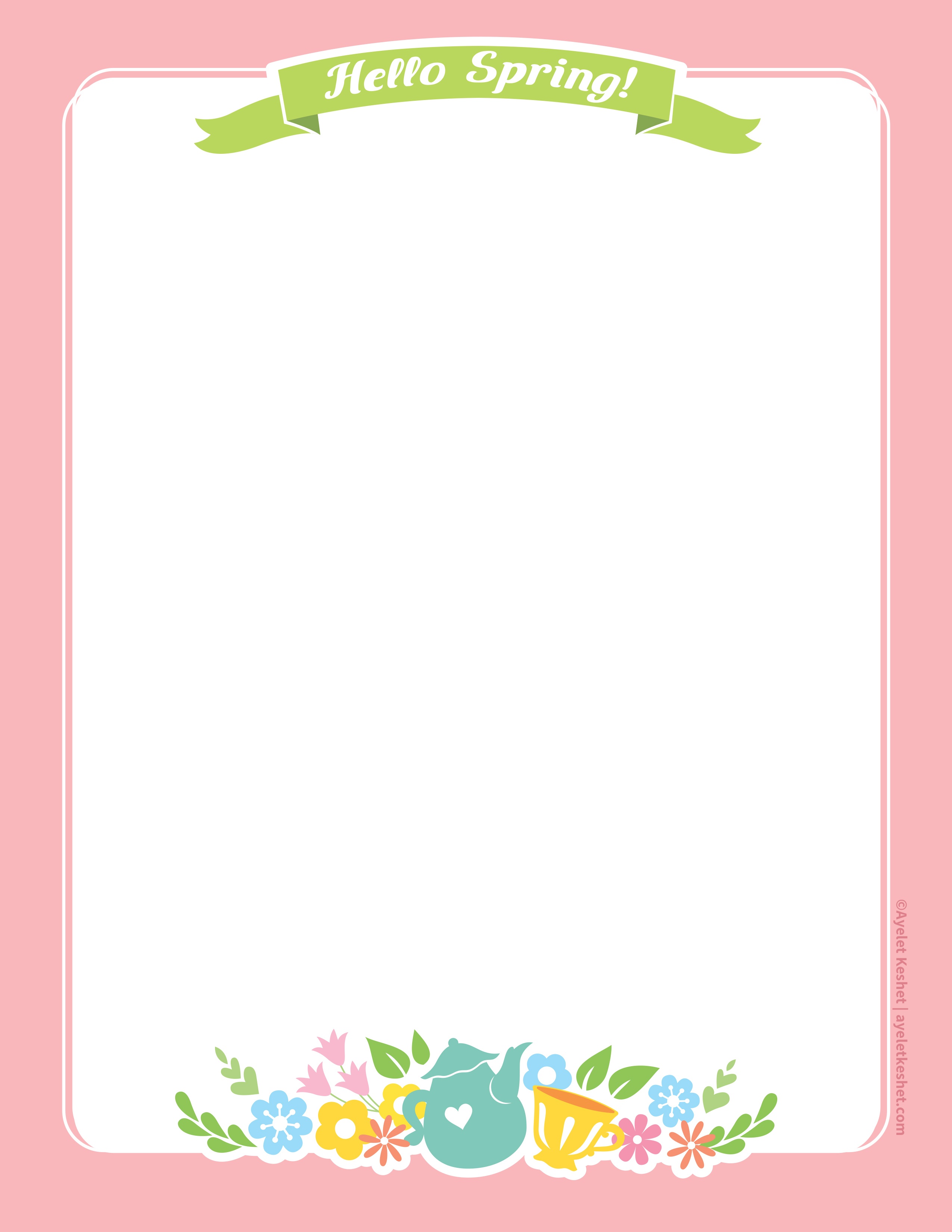 Lovely Free Printable Stationery Paper For Spring - Ayelet Keshet - Free Printable Spring Stationery