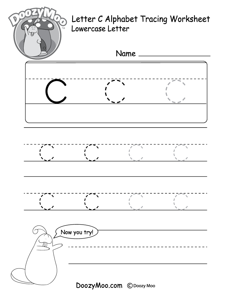 Lowercase Letter &amp;quot;c&amp;quot; Tracing Worksheet - Doozy Moo - Free Printable Letter C Worksheets
