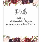 Marsala Floral Printable Wedding Enclosure Cards | Hawaii | Floral   Free Printable Enclosure Cards
