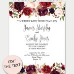 Marsala Floral Printable Wedding Invitation | Invitations   Free   Printable Invitation Templates Free Download