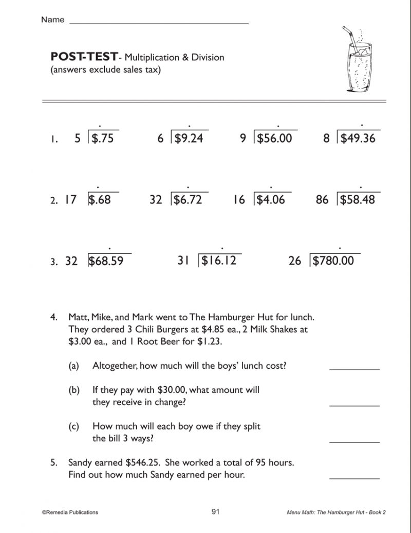 menu math worksheets menu math worksheets printable menu math