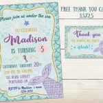 Mermaid Invitation Mermaid Birthday Invitation Mermaid Party | Etsy   Free Printable Mermaid Thank You Cards