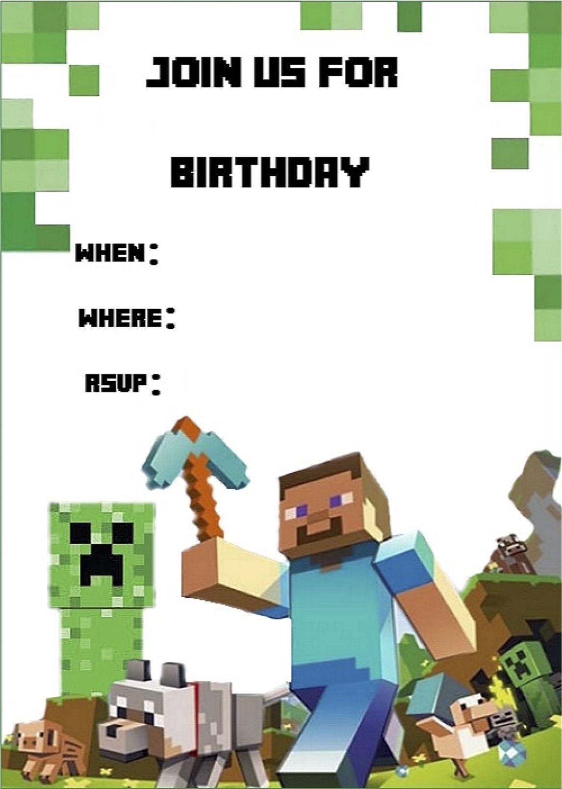 Minecraft Invite | Daan - Minecraft Invitations, Minecraft Birthday - Free Printable Minecraft Birthday Party Invitations Templates
