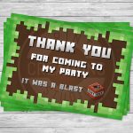 Minecraft Thank You Cards   Minecraft Birthday Party Supplies   Free Printable Minecraft Thank You Notes