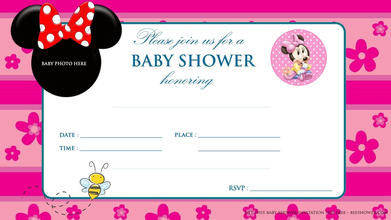 Minnie Mouse Baby Shower Invitations | Party Design Ideas | Minnie - Free Printable Blank Baby Shower Invitations