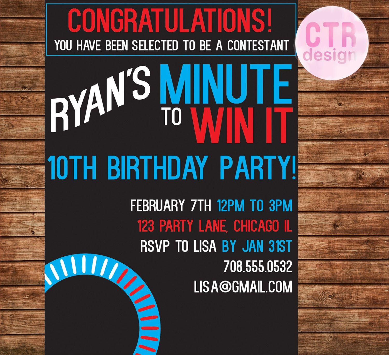 Free Printable Minute To Win It Birthday Party Invitations