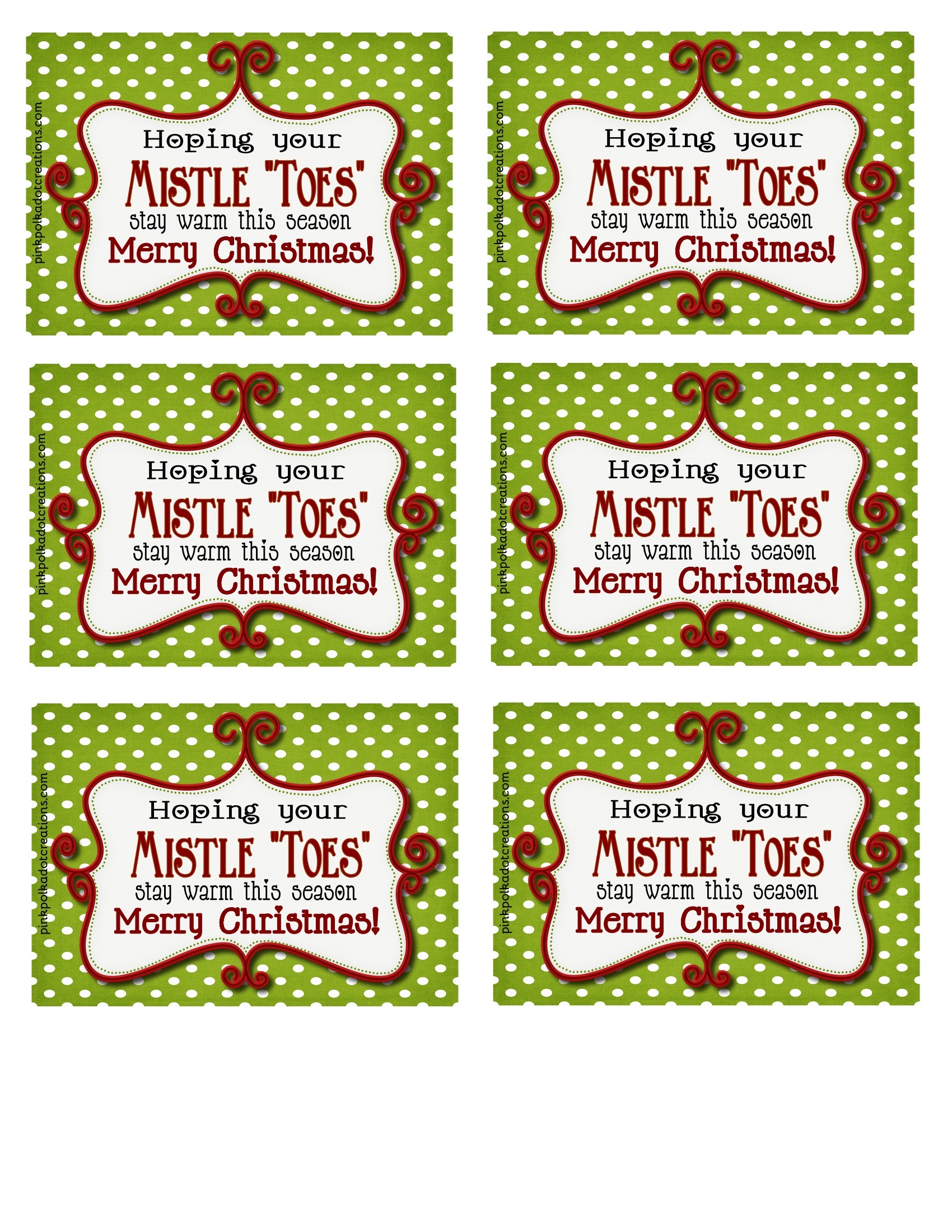 Mistle&amp;quot;toes&amp;quot; Gift Idea - Pink Polka Dot Creations - Free Printable Mistletoe Tags