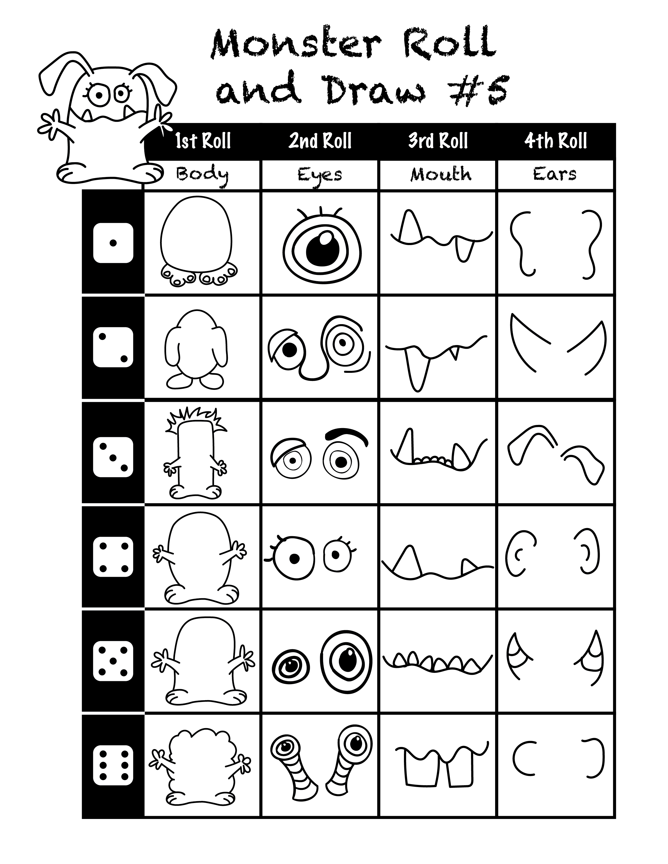 Roll A Monster Free Printable Free Printable