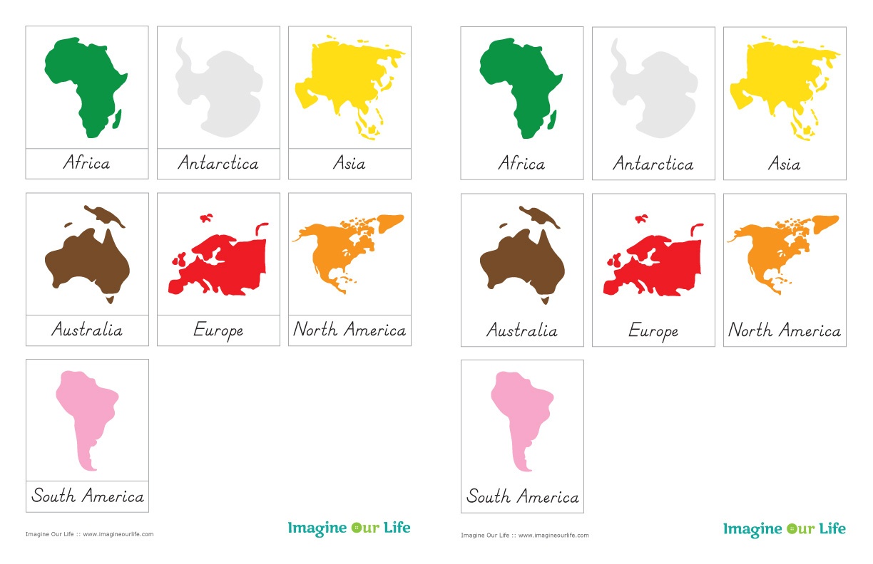 Montessori Continents Map &amp;amp; Quietbook With 3-Part Cards | Imagine - Montessori World Map Free Printable