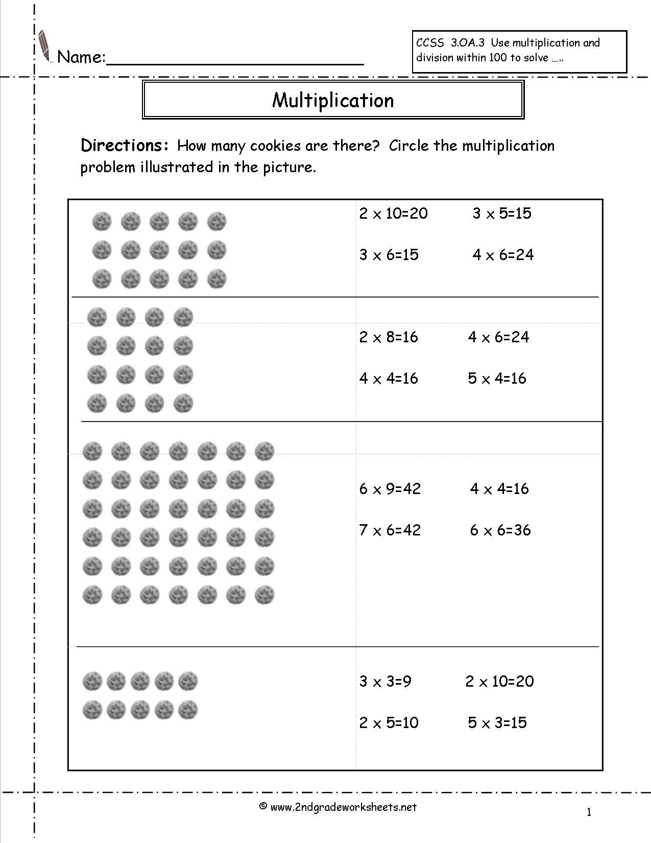 Multiplication Arrays Worksheet Common Core State Standards - Free Printable Common Core Math Worksheets For Third Grade