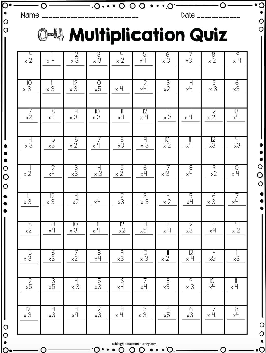 Multiplication Drills 1 12 Times Tables Worksheets Multiplication Drill X3 X4 And X6 Worksheet