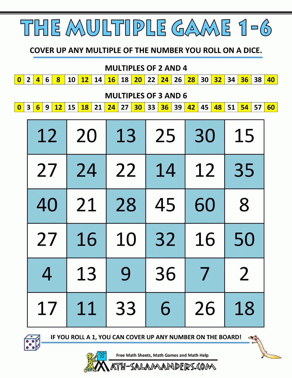 Multiplication Math Games - Free Printable Maths Games
