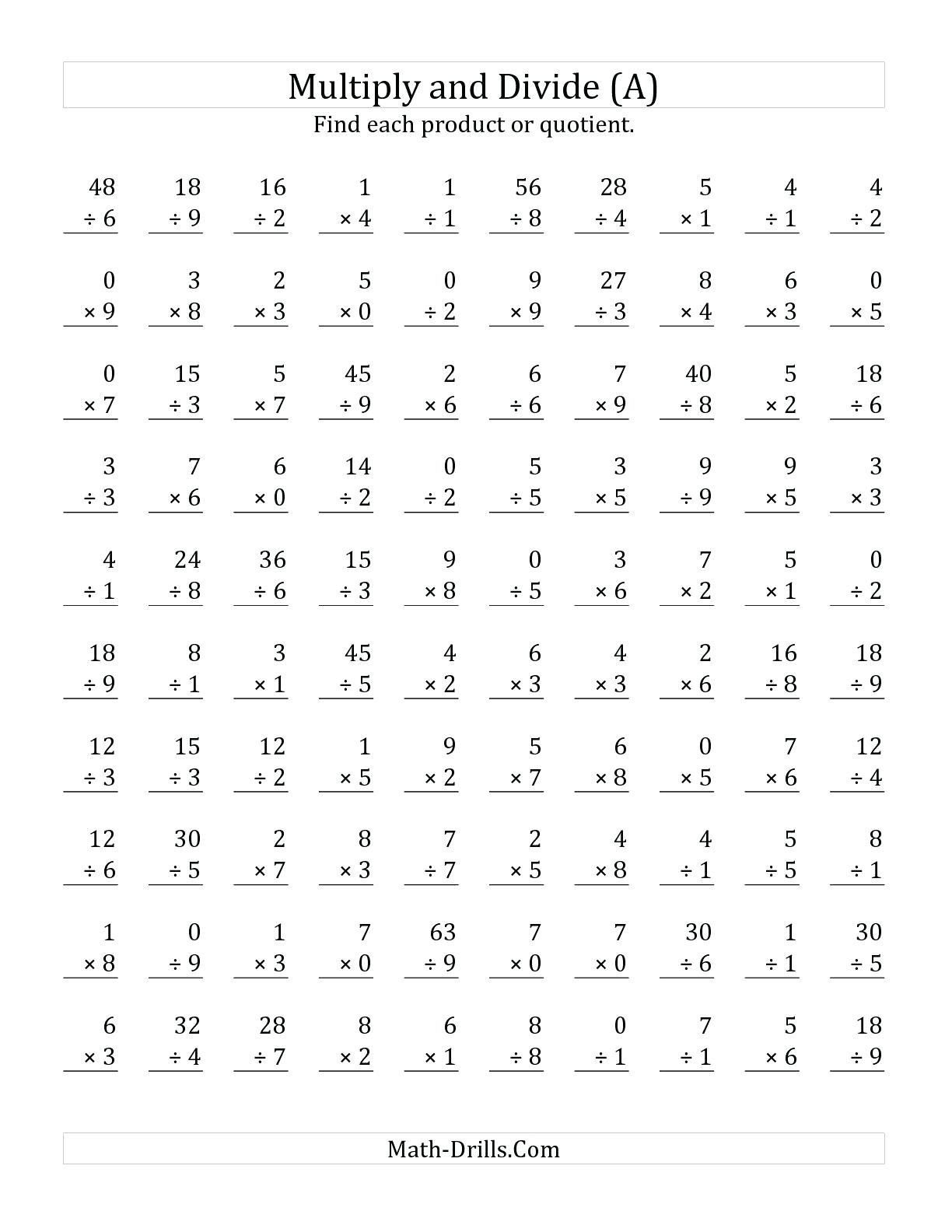 Multiplication Timed Test Pdf Math Multi Digit Multiplication - Free Printable Multiplication Speed Drills