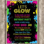 Neon Party Invitation Wording | Glow In The Dark | Neon Party   Free Printable Glow In The Dark Birthday Party Invitations