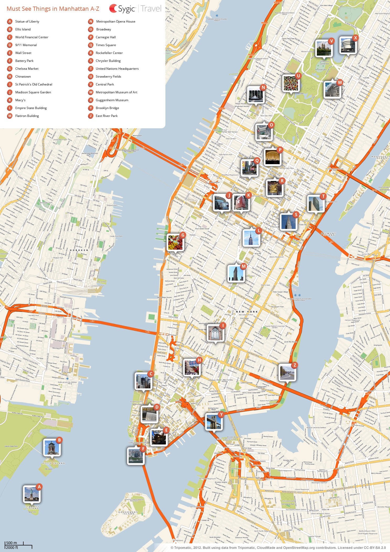 New York City Manhattan Printable Tourist Map | Sygic Travel - Free Printable Map Of Manhattan