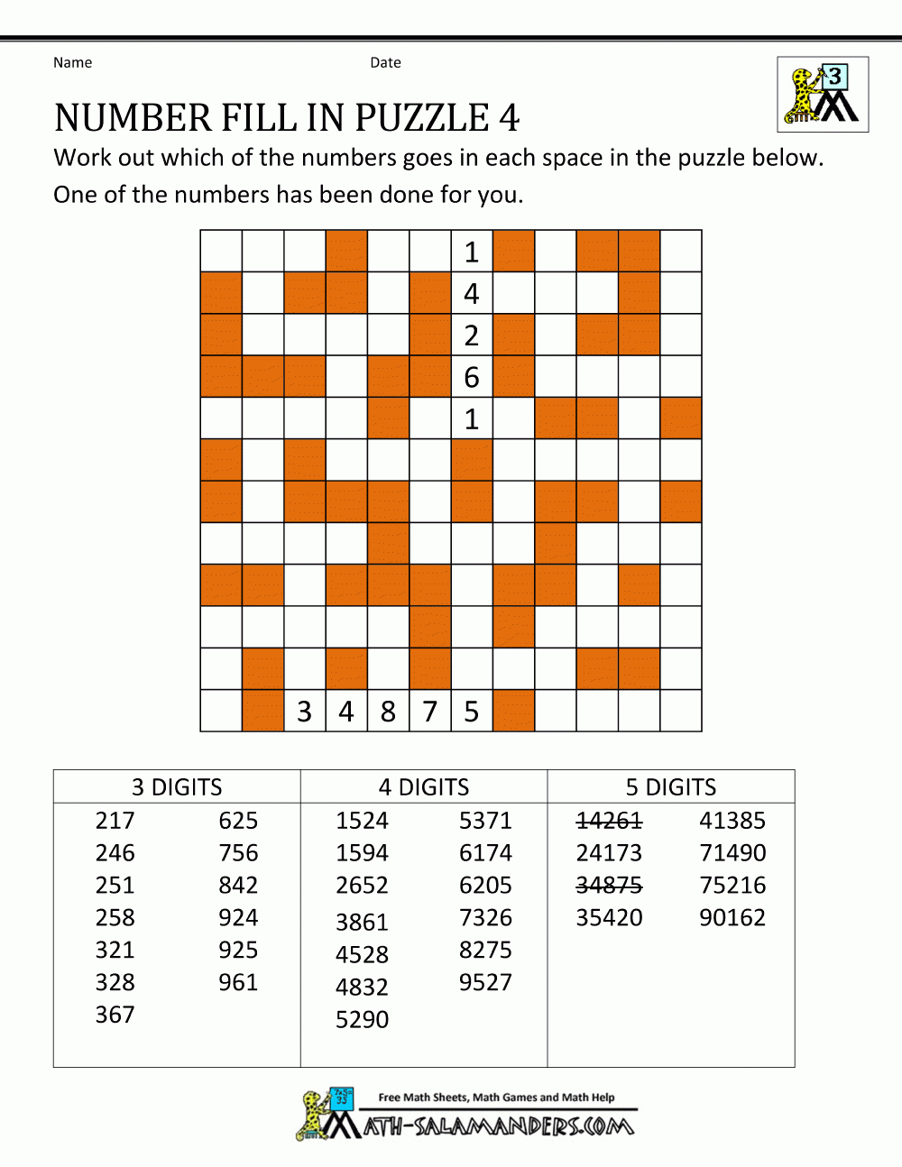 Number Fill Ins Online Puzzles Fitnesskesil