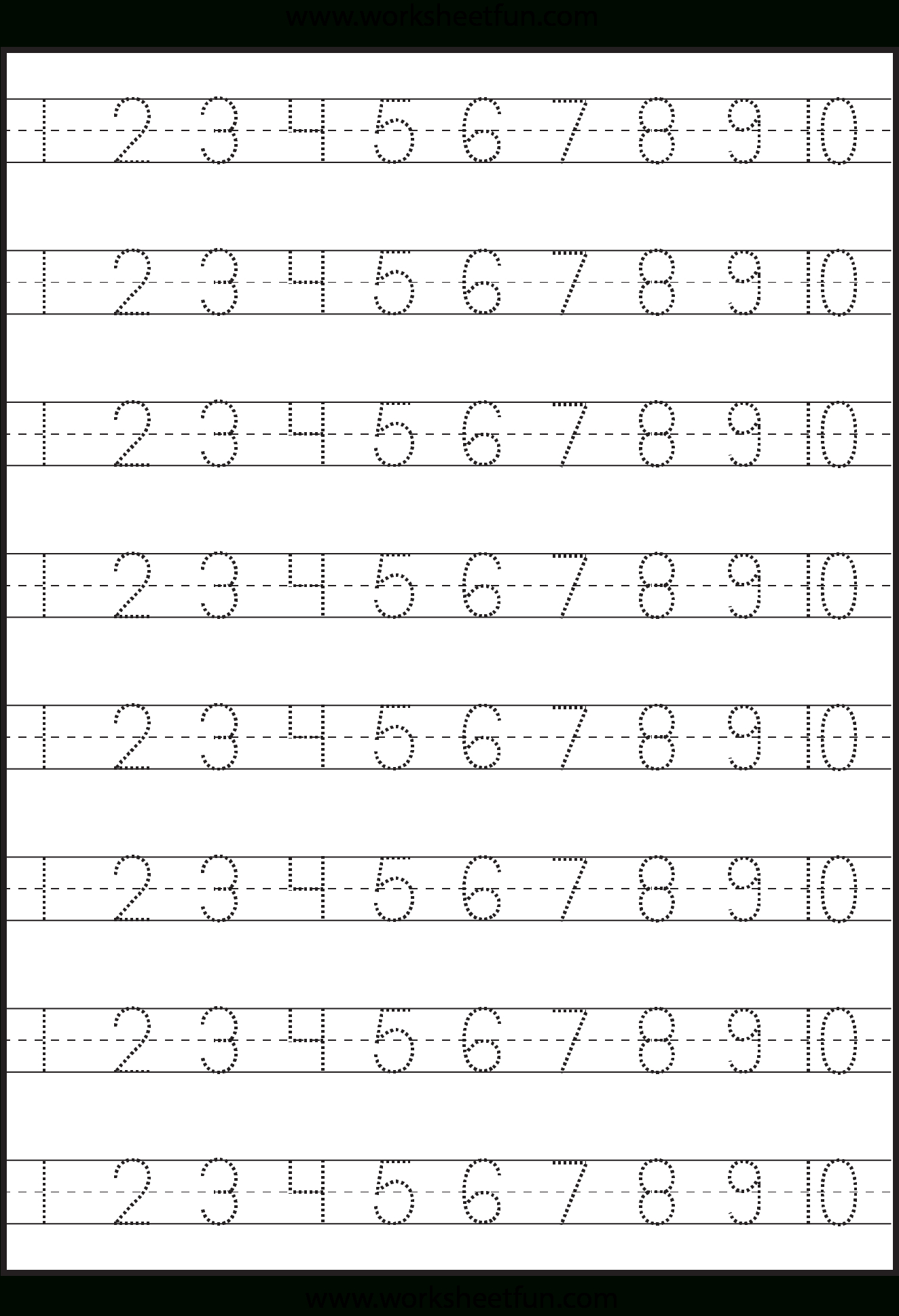 Number Tracing – 1-10 – Worksheet / Free Printable Worksheets - Free Printable Preschool Name Tracer Pages
