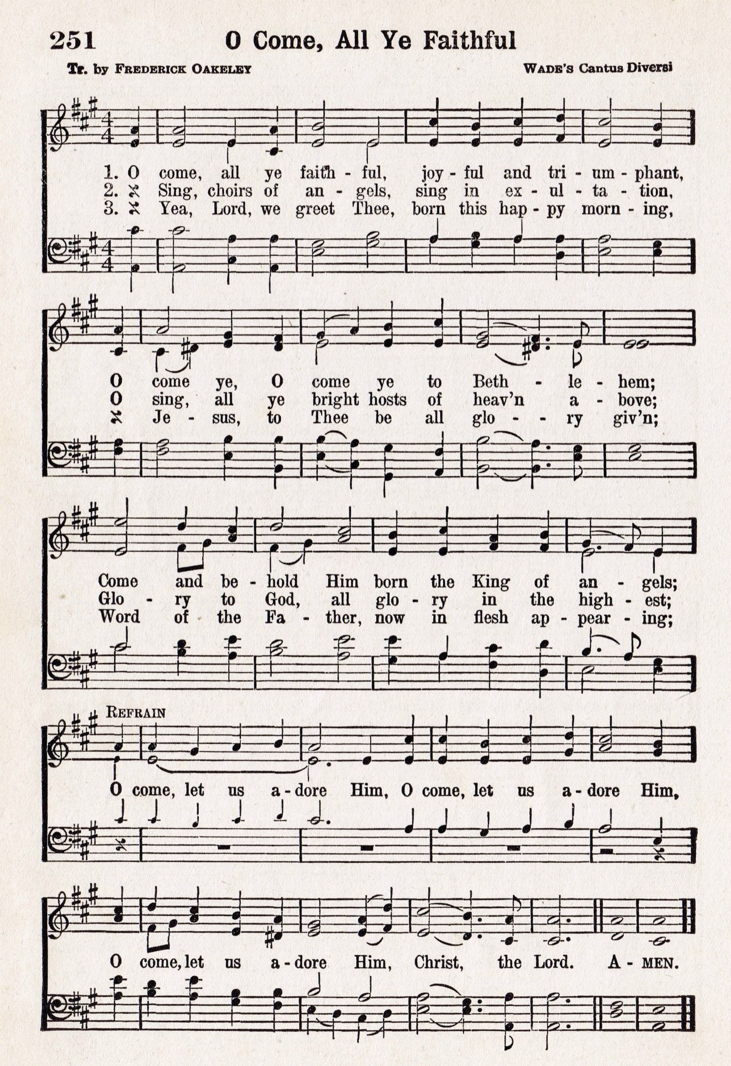 O Come, All Ye Faithful – Printable Antique Christmas Music Page - Christmas Carols Sheet Music Free Printable