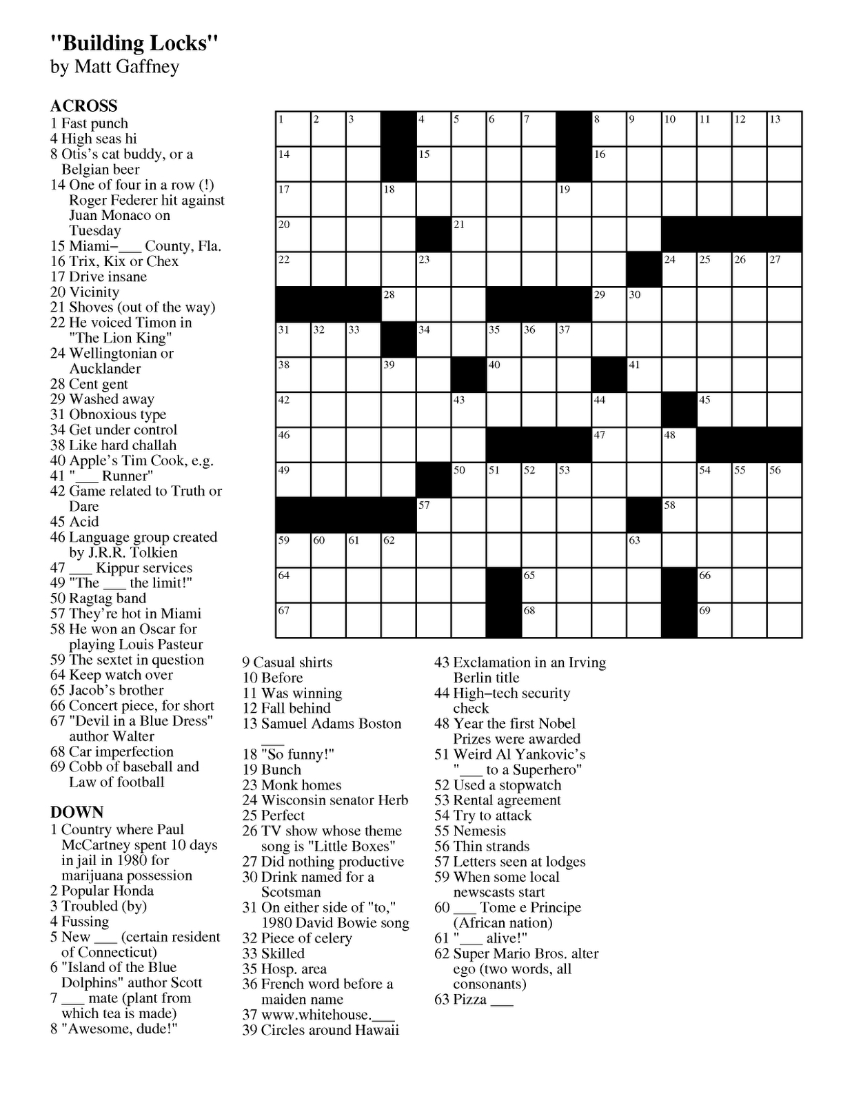 free daily printable crossword puzzles july 2019