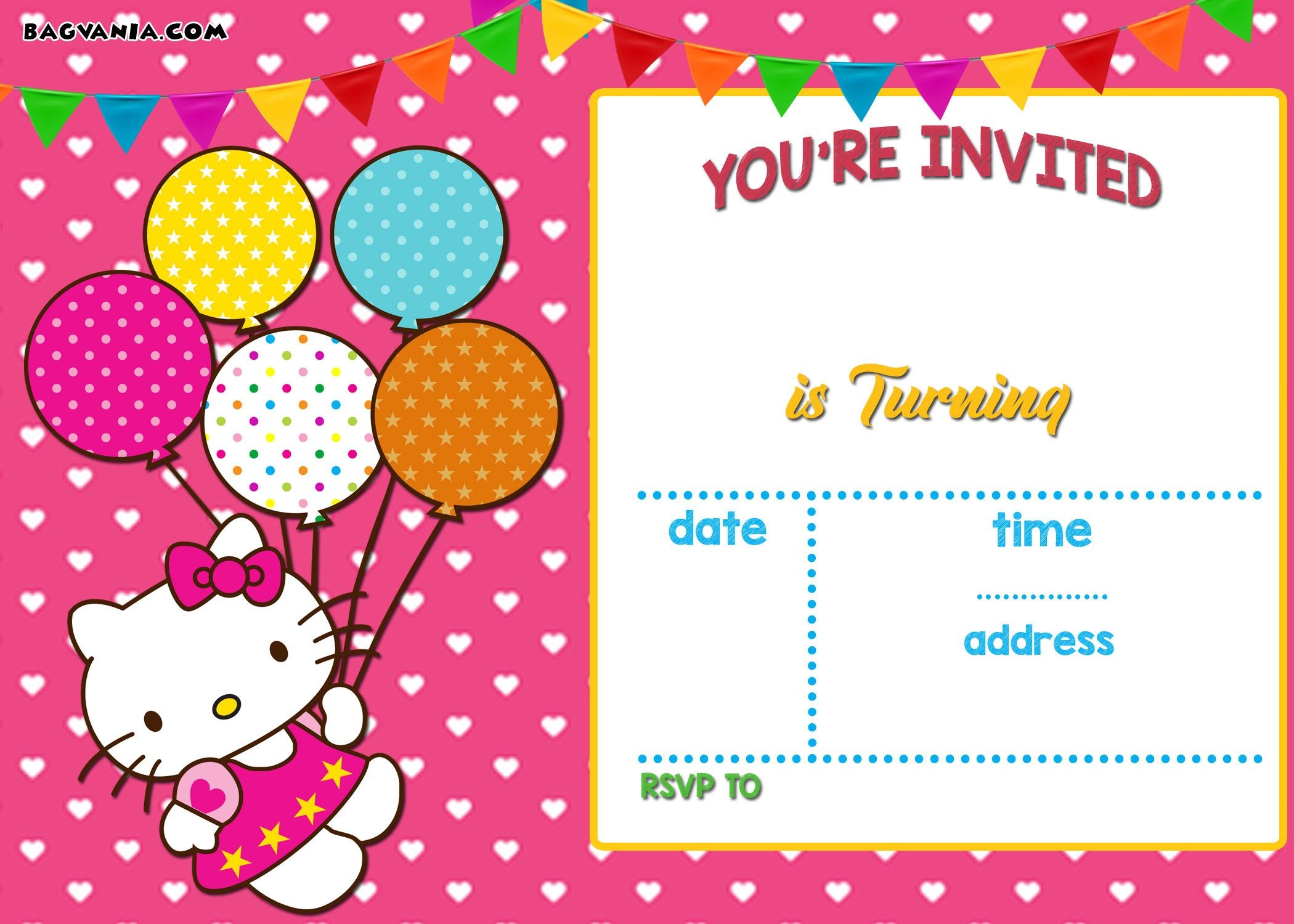 Personalized Hello Kitty Birthday Invitations - | Ayeza&amp;#039;s 7Th - Hello Kitty Free Printable Invitations For Birthday