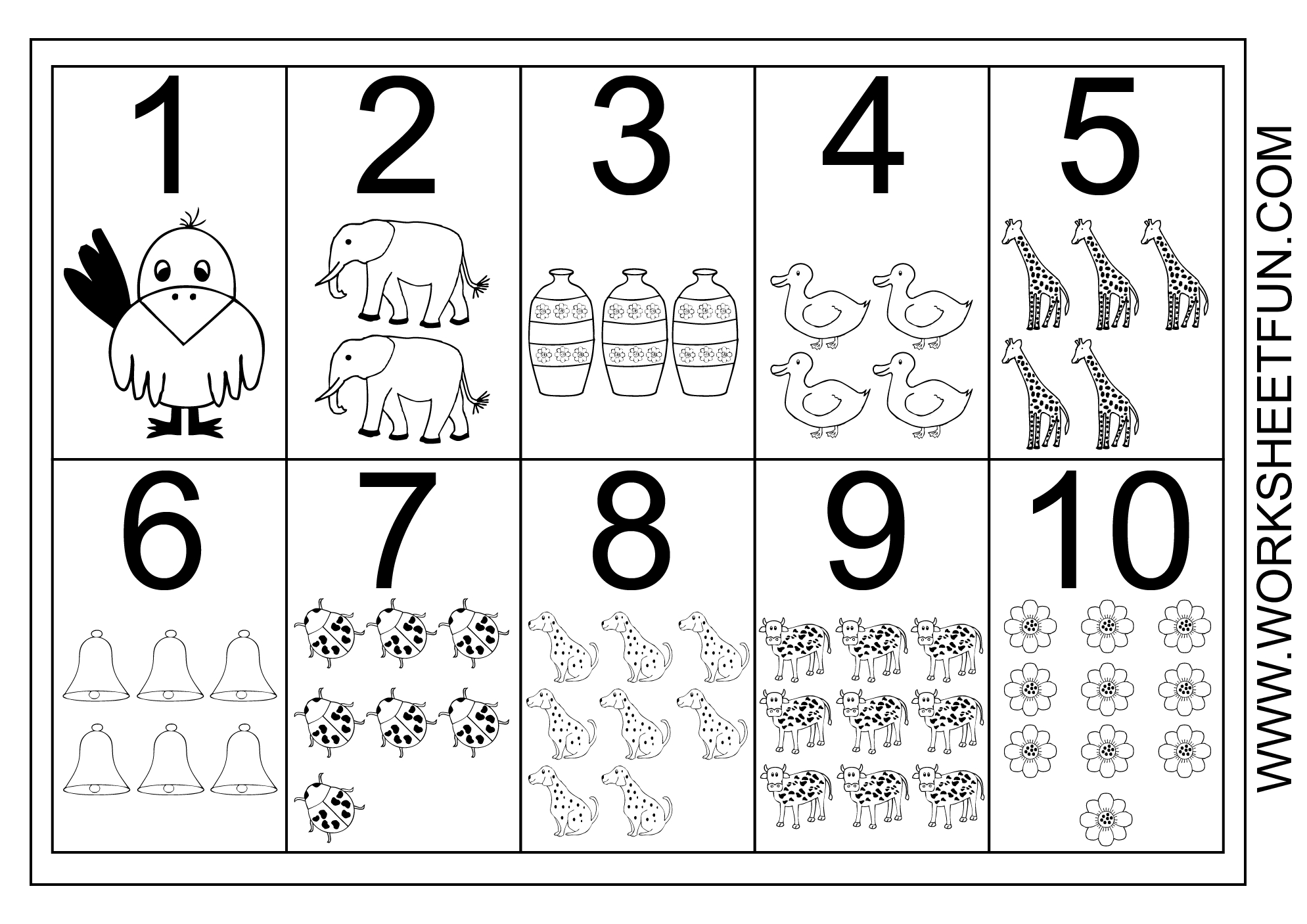 Picture Number Chart 1-10 | Printable Worksheets | Numbers Preschool - Free Printable Number Chart 1 10