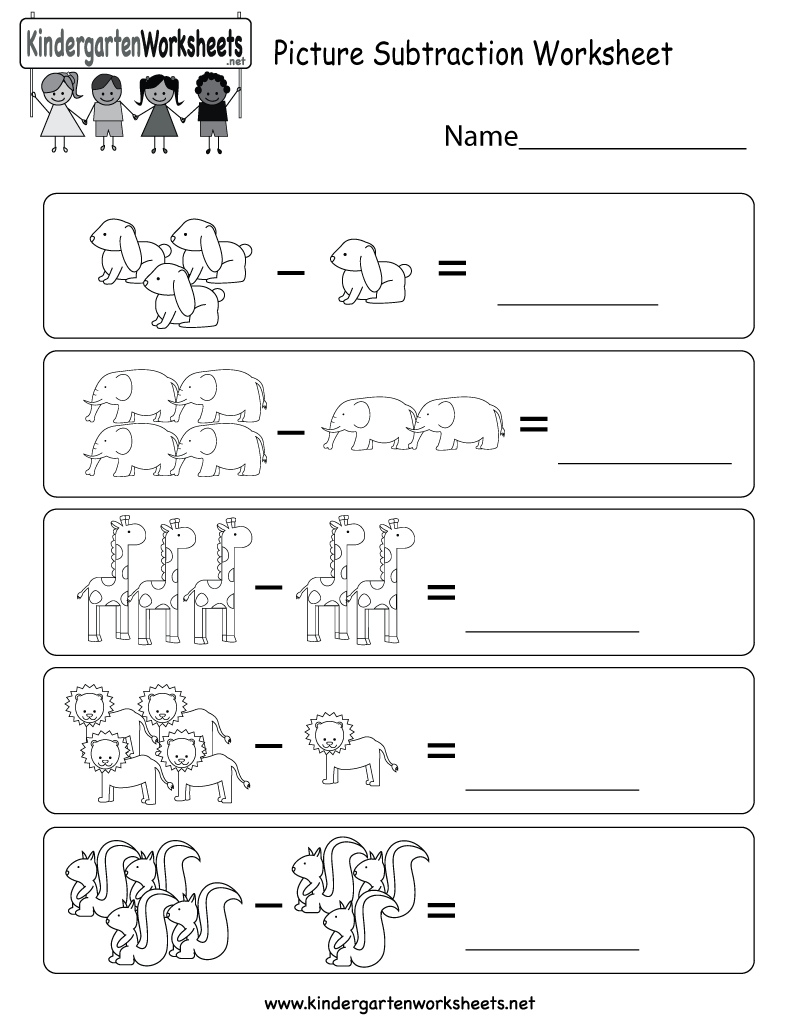 Picture Subtraction Worksheet - Free Kindergarten Math Worksheet For - Free Printable Kindergarten Addition And Subtraction Worksheets