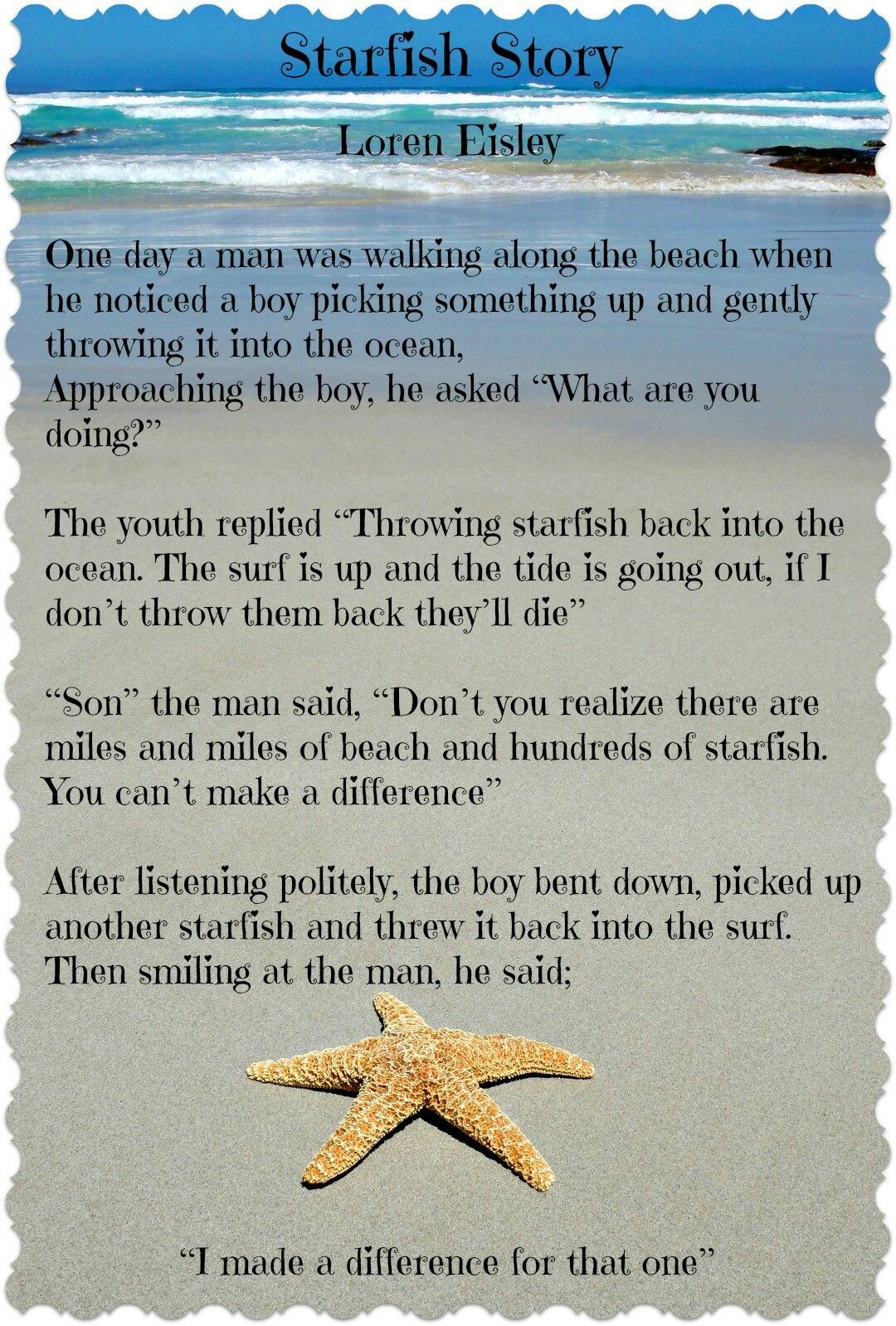 The Starfish Story you Can Make A Difference Worksheet Free Esl 