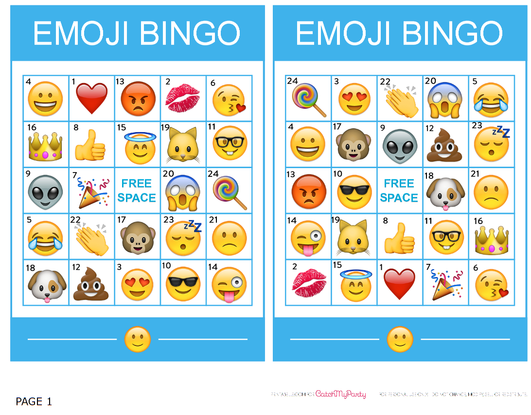 Pincrafty Annabelle On Emoji Printables | Emoji Bingo, Sleepover - Free Emoji Bingo Printable
