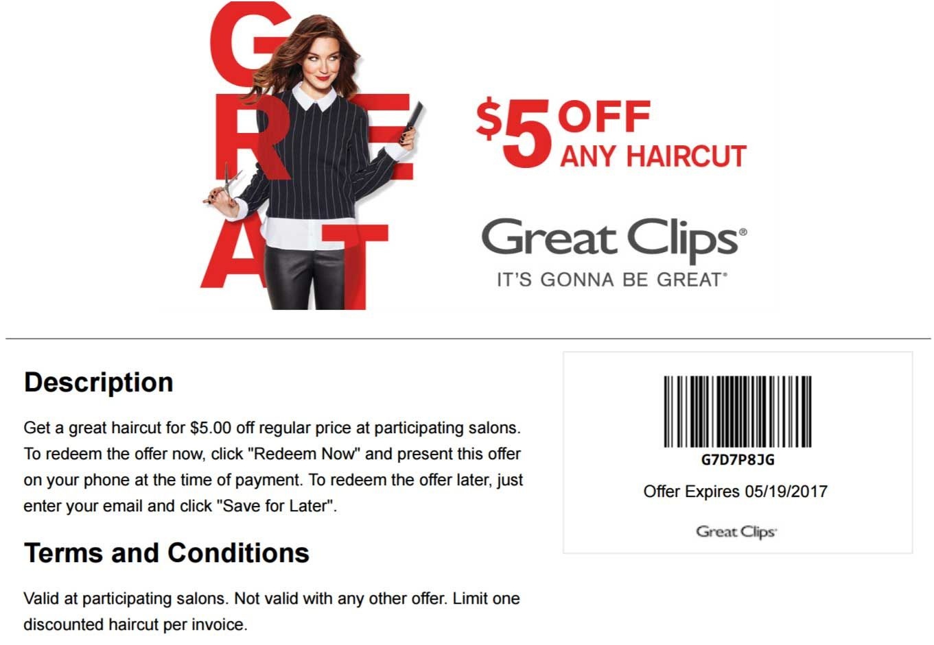 Pinned April 27Th: $5 Off A Haircut At #greatclips #coupon Via The - Sports Clips Free Haircut Printable Coupon