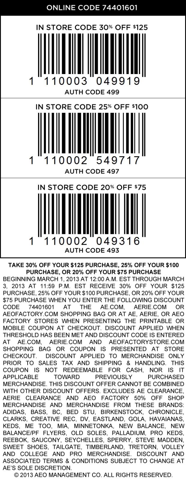 Free Printable American Eagle Coupons