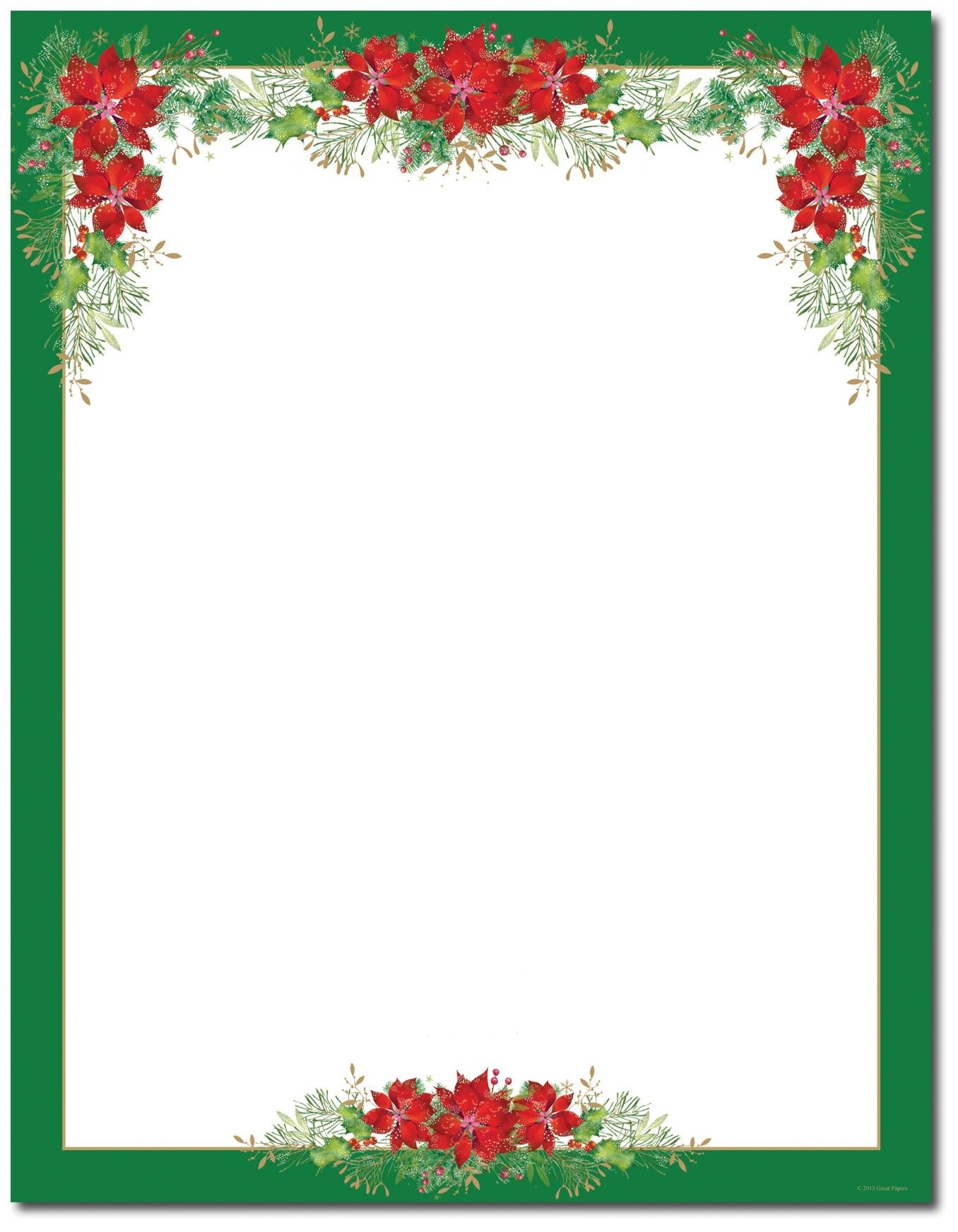 Poinsettia Valance Letterhead | Holiday Papers | Christmas Border - Free Printable Letterhead Borders
