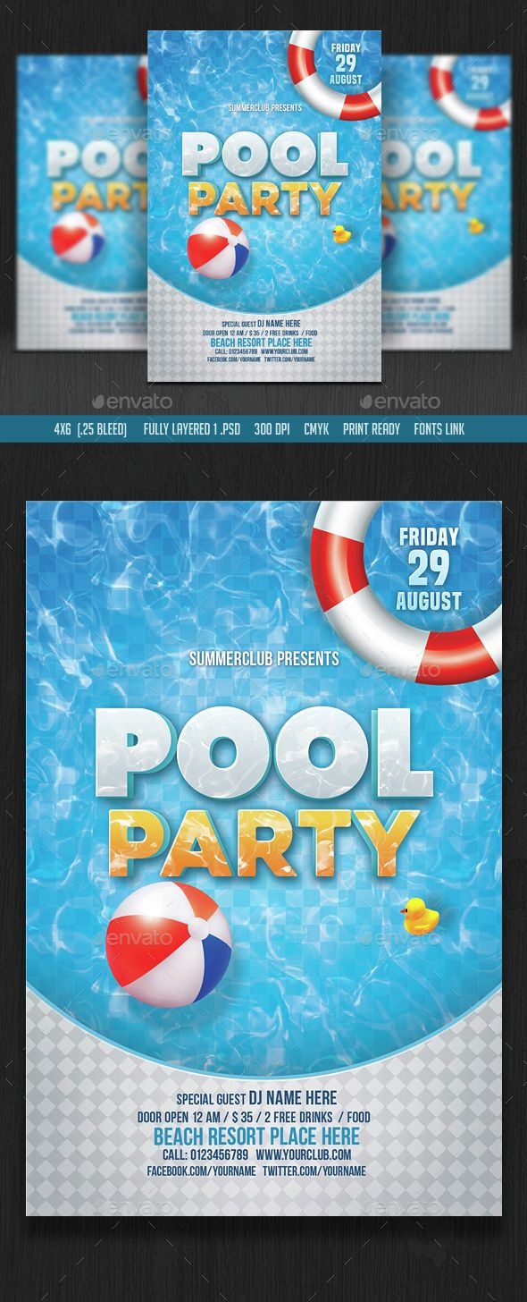 Pool Party Flyer | Design Inspiration | Party Flyer, Pool Party - Pool Party Flyers Free Printable