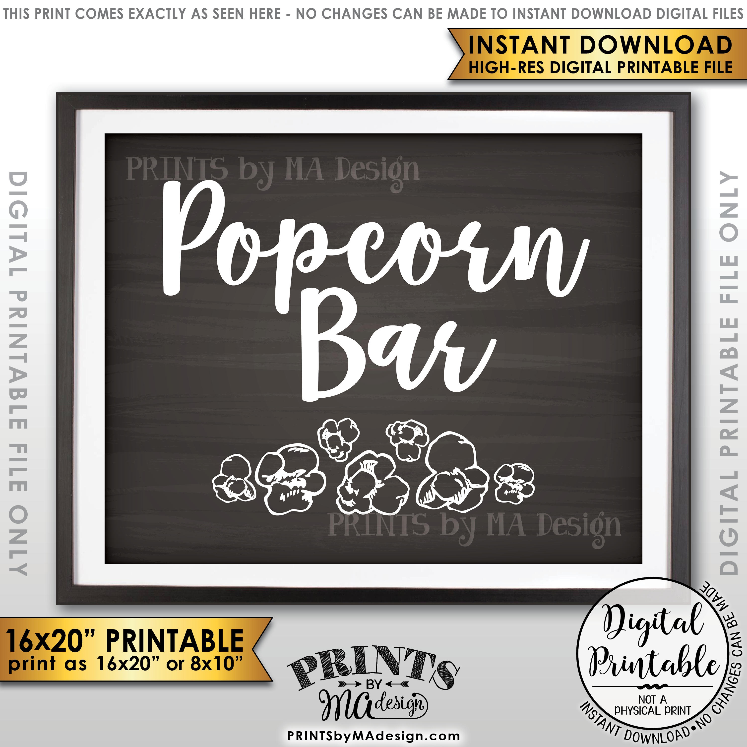 Popcorn Bar Sign Printable Free Free Printable