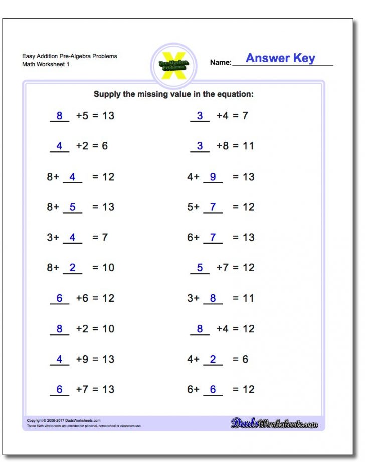 Free Printable Algebra Worksheets Grade 6