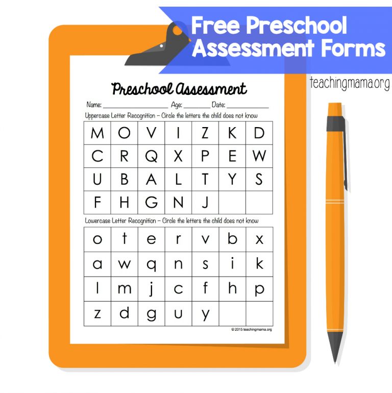 Preschool Assessment Forms Teaching Mama Free Printable Informal 