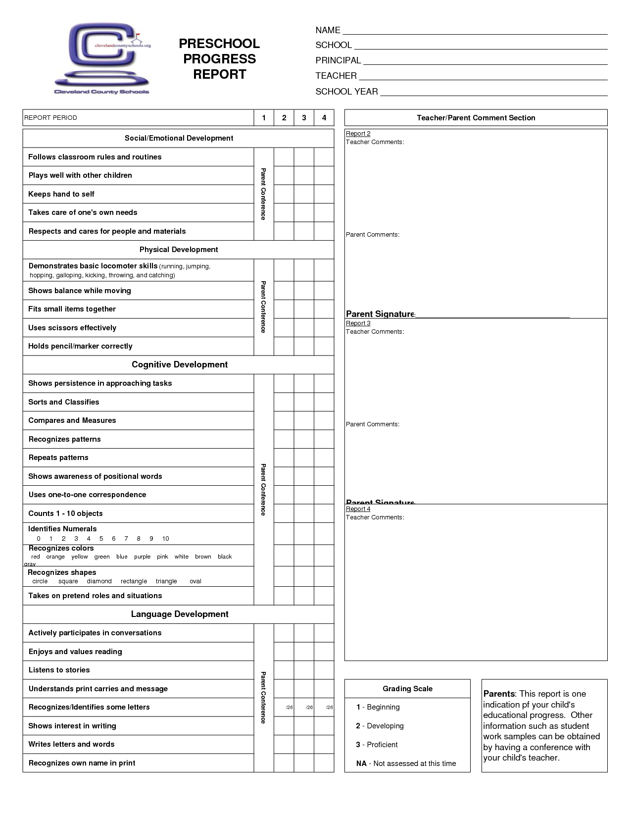 Preschool Progress Report Cards | Childcare | Kindergarten Report - Free Printable Report Cards