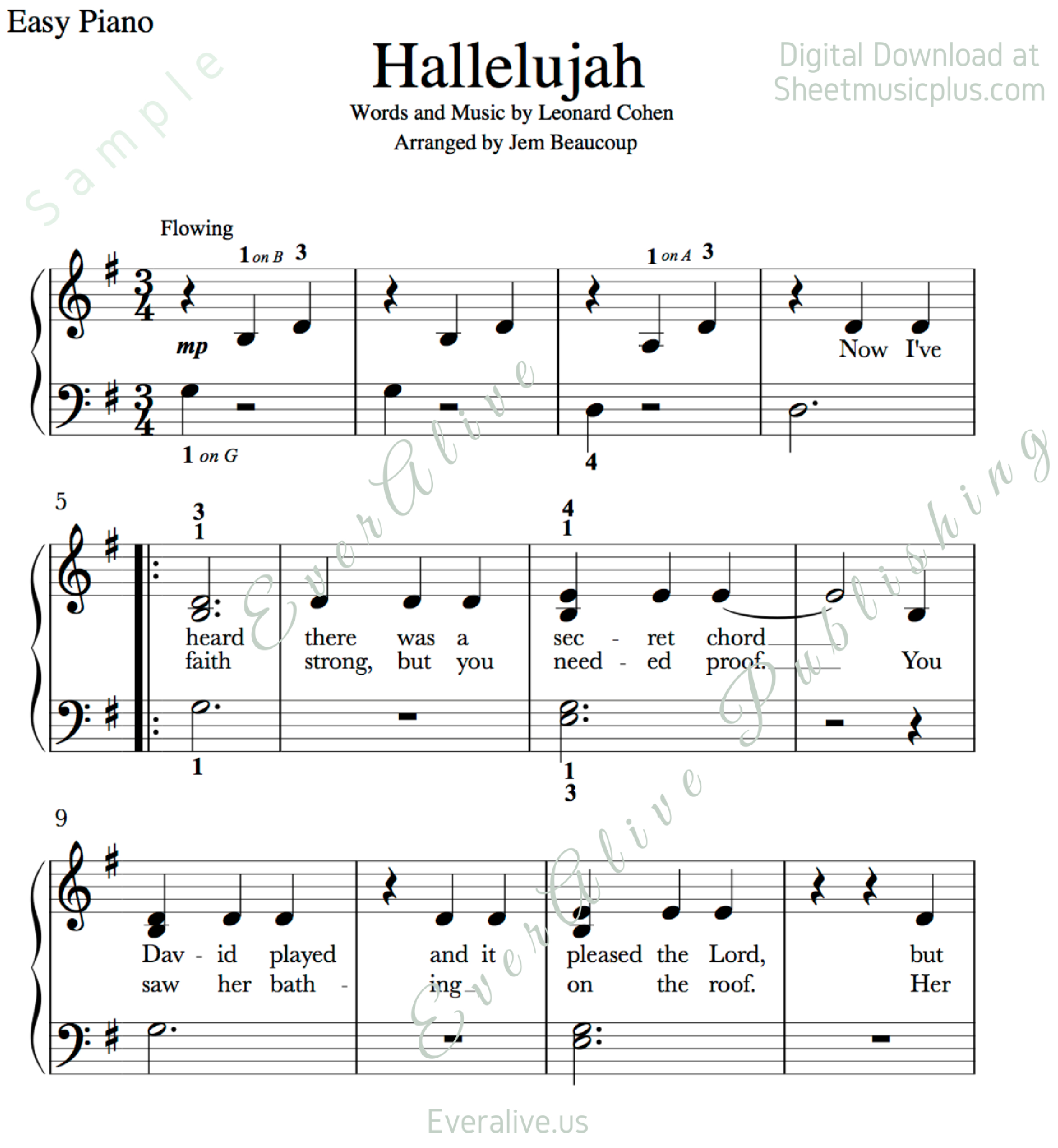 Print And Download. Hallelujah Easy Piano Music. Leonard Cohen - Hallelujah Piano Sheet Music Free Printable