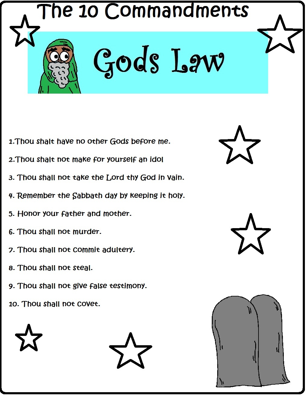 Printable 10 Commandments Coloring Pages Trials Ireland - Free Catholic Ten Commandments Printable
