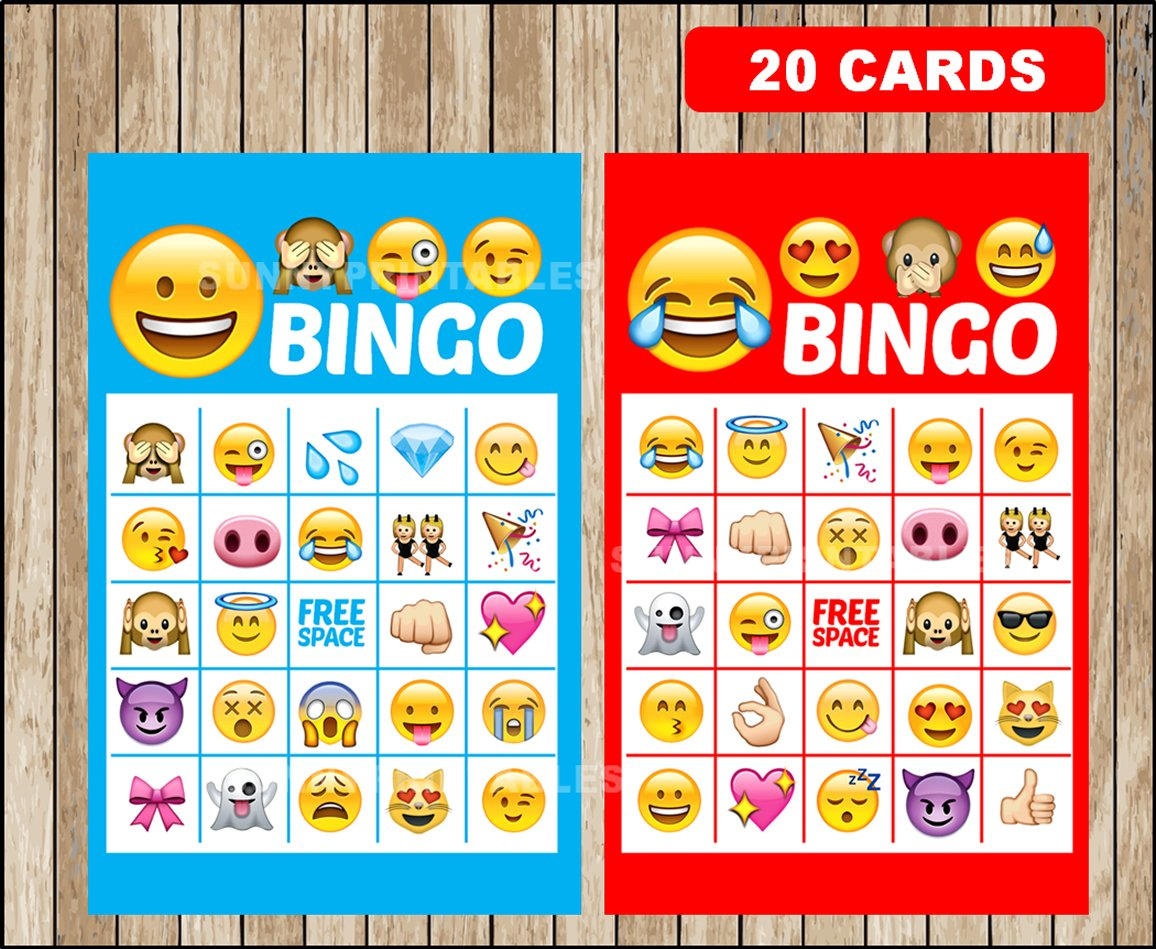 Printable 20 Emoji Bingo Cards Printable Emojis Bingo Game | Etsy - Free Emoji Bingo Printable