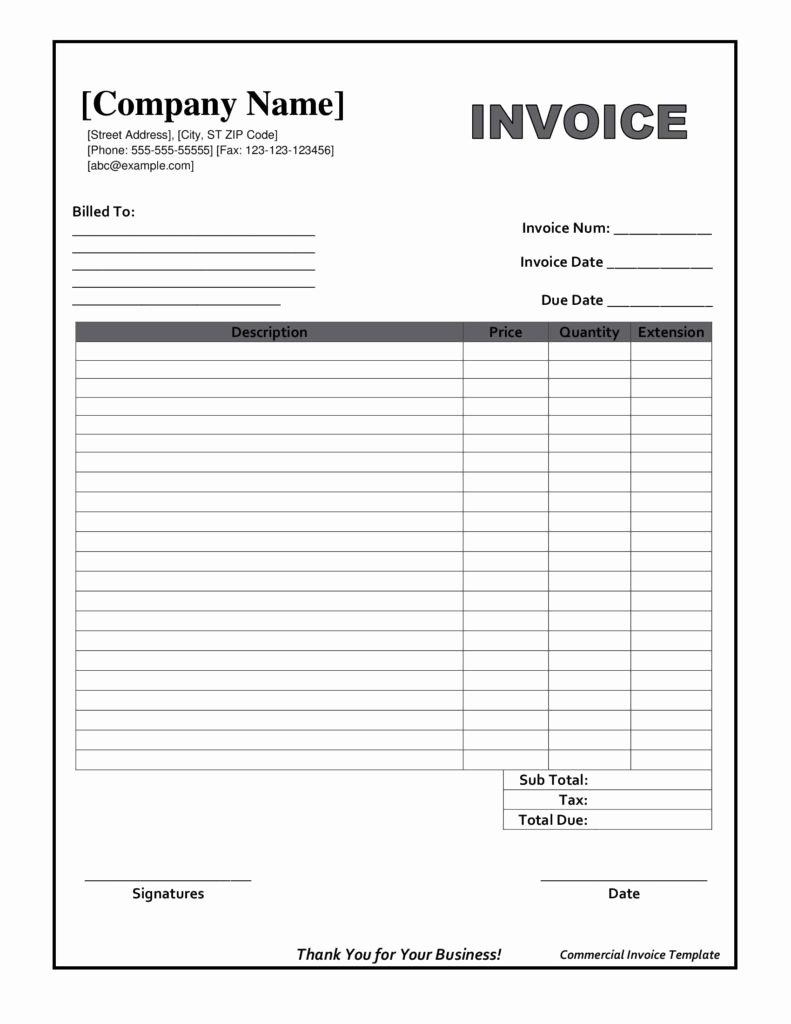 Printable Billing Invoice Template Blank Scope Of Work Organization - Free Bill Invoice Template Printable