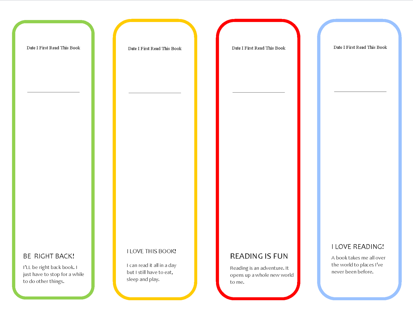 Printable Bookmarks | Printable Bookmarks | Bookmark Template - Free Printable Blank Bookmarks