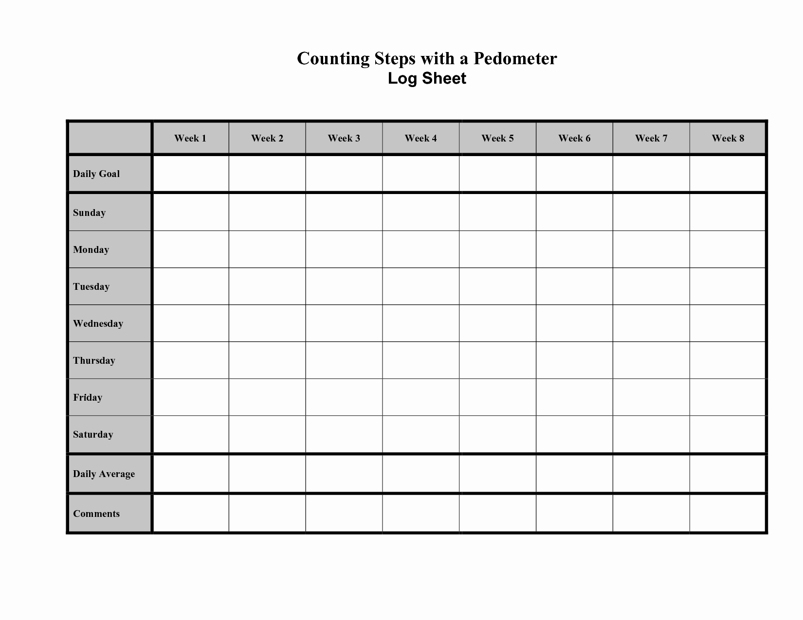 Calorie Counting Sheets Printable