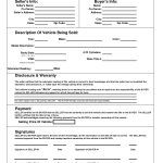 Printable Car Bill Of Sale Pdf | Bill Of Sale For Motor Vehicle   Free Printable Blank Auto Bill Of Sale