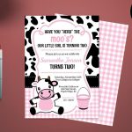 Printable Girl Birthday Party Invitation Template. Cow Birthday   Free Printable Cow Birthday Invitations