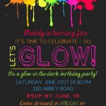 Printable Glow In The Dark Theme Party Invitation   Free Printable Glow In The Dark Birthday Party Invitations