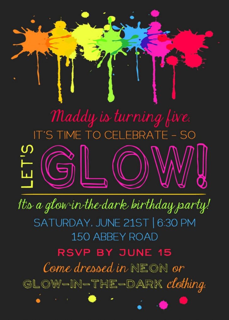 Free Printable Glow In The Dark Birthday Party Invitations