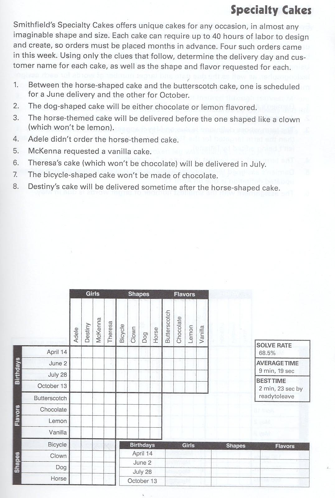 Logic Grid Puzzles Printable With Answers