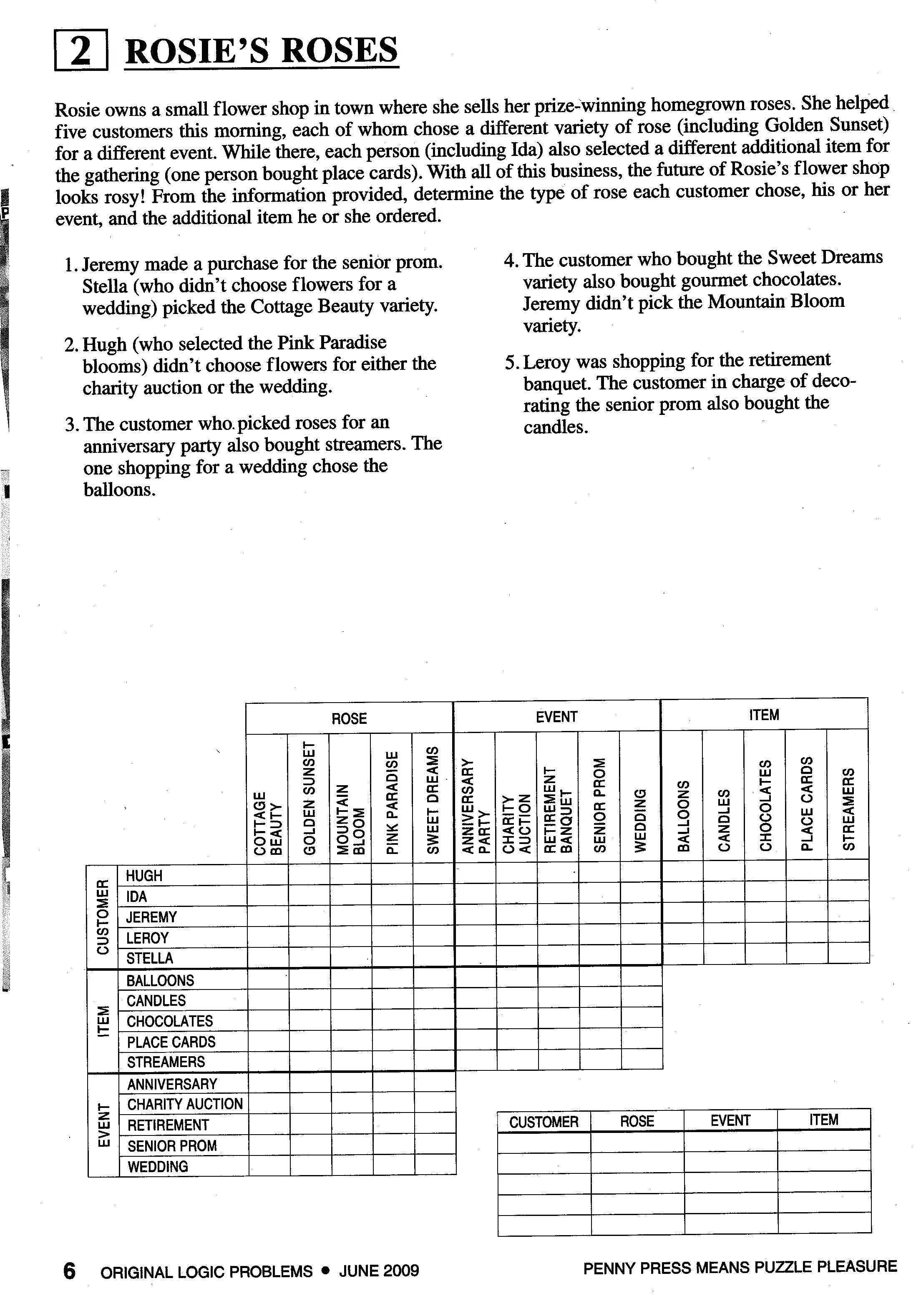 Free Printable Logic Puzzles For Middle School Free Printable