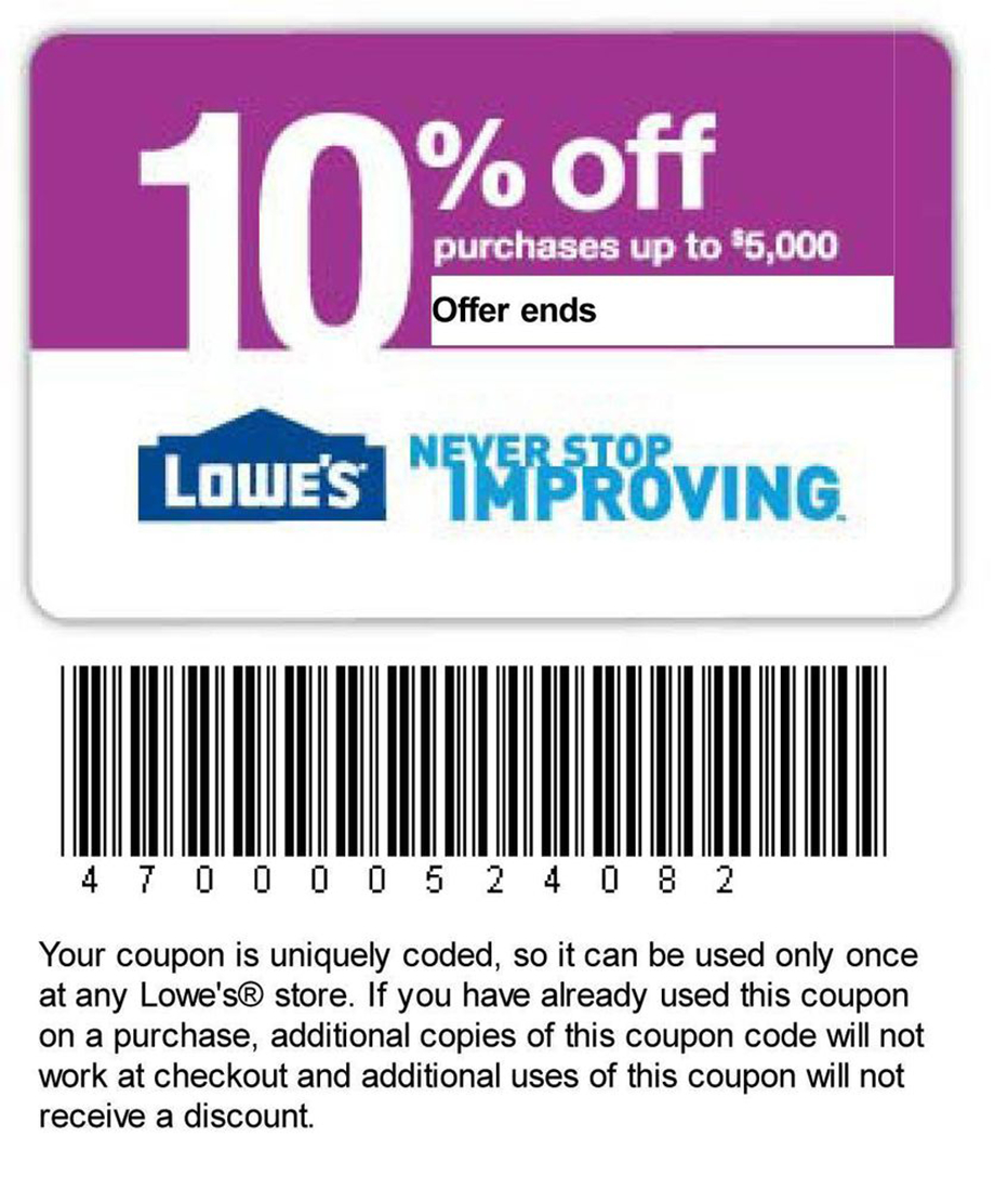 Printable Lowes Coupon 20% Off &amp;amp;10 Off Codes December 2016 - Lowes Coupons 20 Free Printable