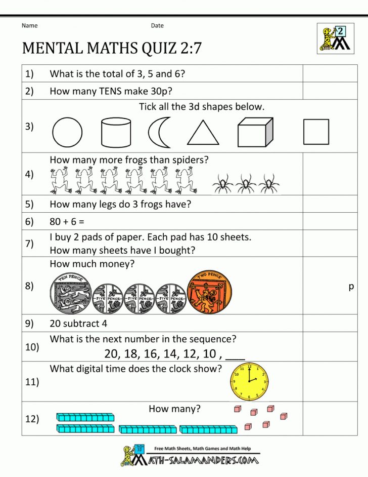 Year 2 Maths Worksheets Free Printable